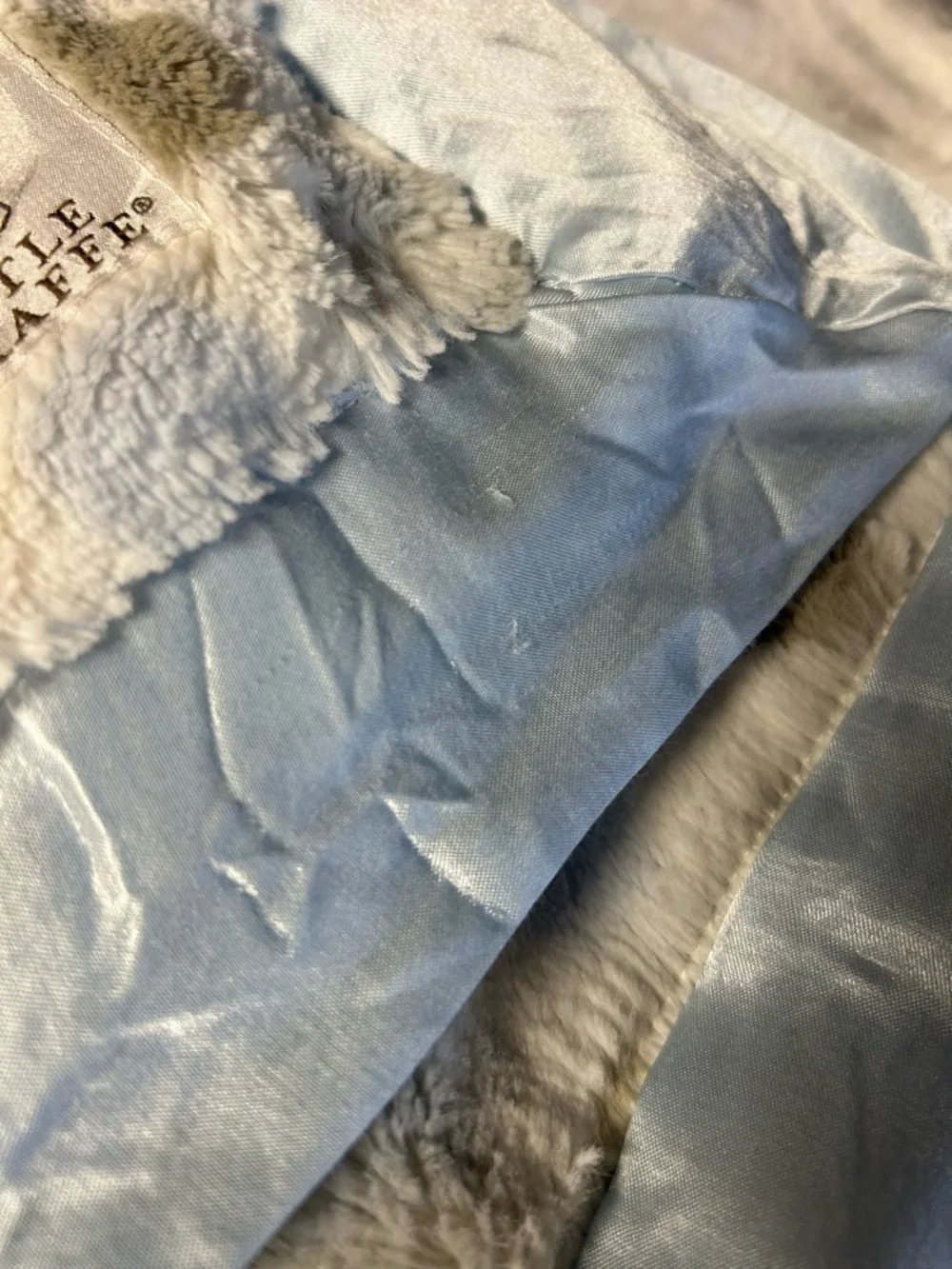 Little Giraffe Plush Polka Dot Baby Blanket - Light Blue & Gray